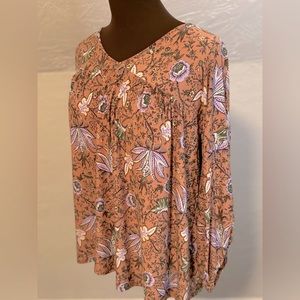 Hesed Floral Vines & Blooms Blouse Top M